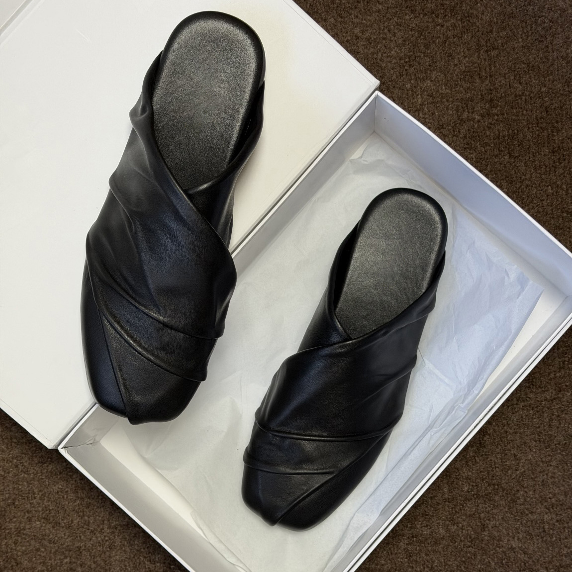 Mule Slip On - Siyah Vintage Deri Ayakkabılar, Tek Ayakkabı,