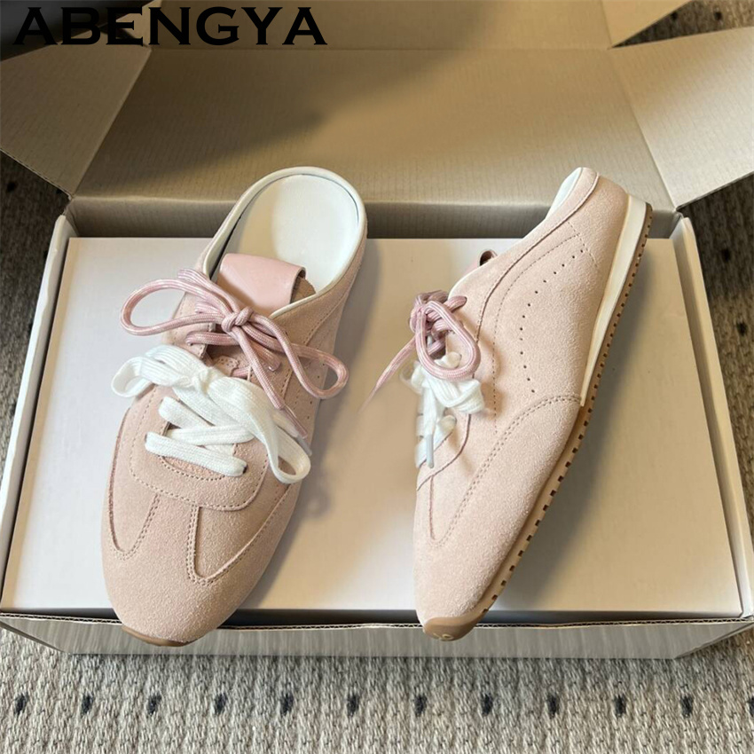Oxford Lace Up Women - Kadın bağcıklı rahat düz terlik yaz
