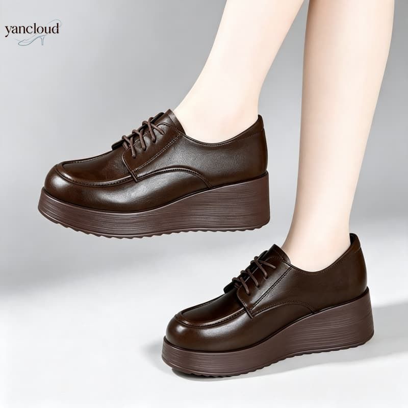 Oxford Lace Up Women - 6cm Rahat Derin Ağızlı Yumuşak Deri