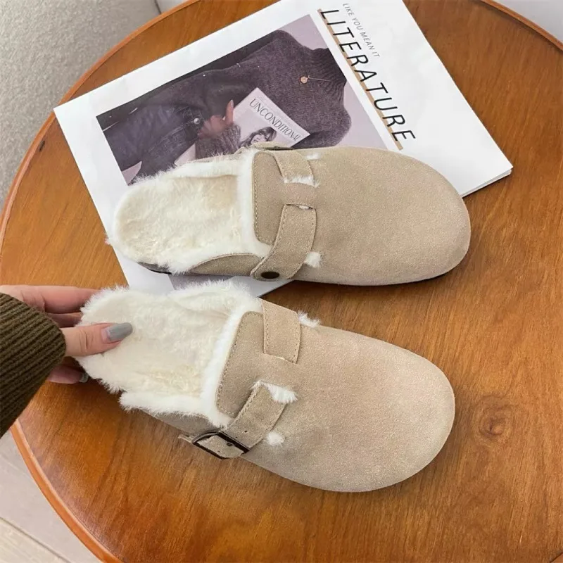 Women'S Shoes Clogs - Kadınlar için Rahat Kürklü Klasik Terlikler,