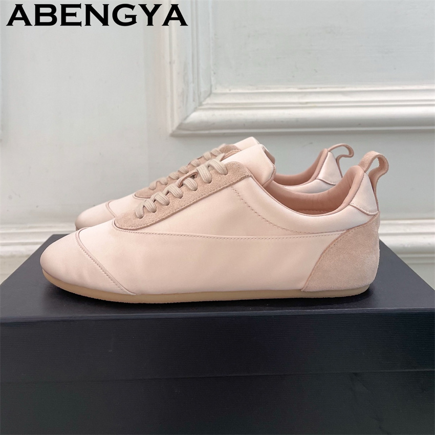 Pembe Saten Yuvarlak Burun Bağ - Oxford Lace Up Women incelemesi ve fiyatı
