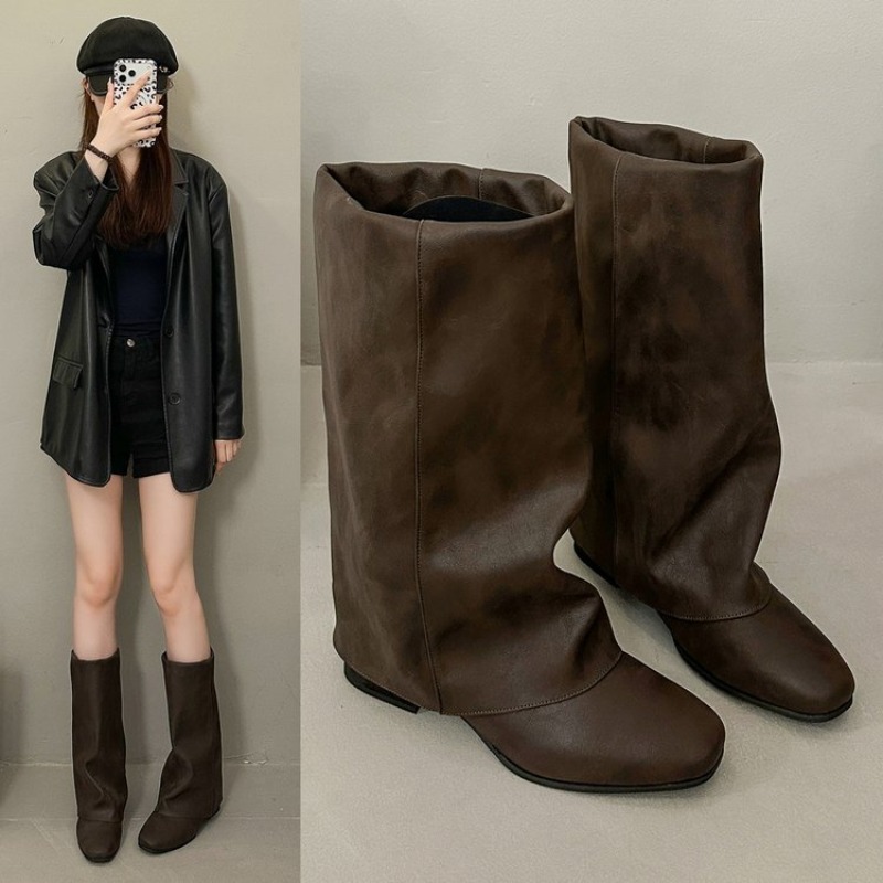 2026 Yeni Kare Burunlu Vintage - Knee High Boots Women incelemesi ve fiyatı
