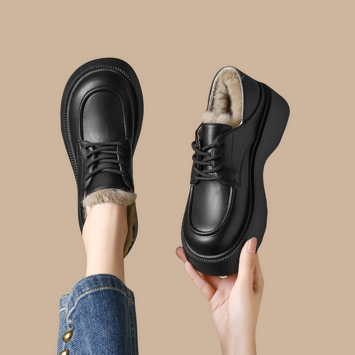 FOXER Kışlık Yeni Kadın Platfo - Oxford Lace Up Women incelemesi ve fiyatı